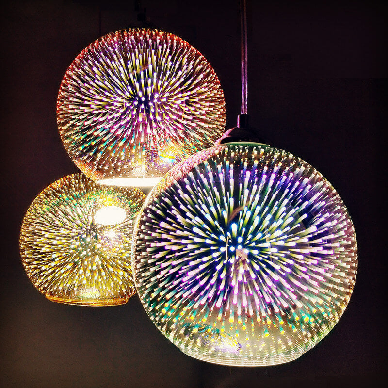 Modern Creative 3D Colorful Fireworks Glas 1-Light Dome Pendel Light lamp