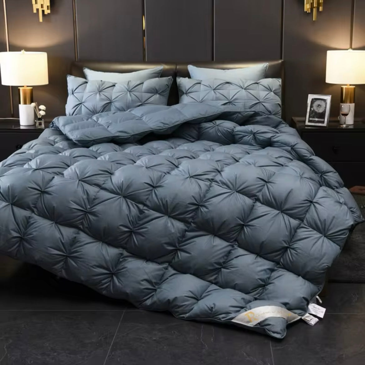 Splendore Dark Blue Goose Down Comforter