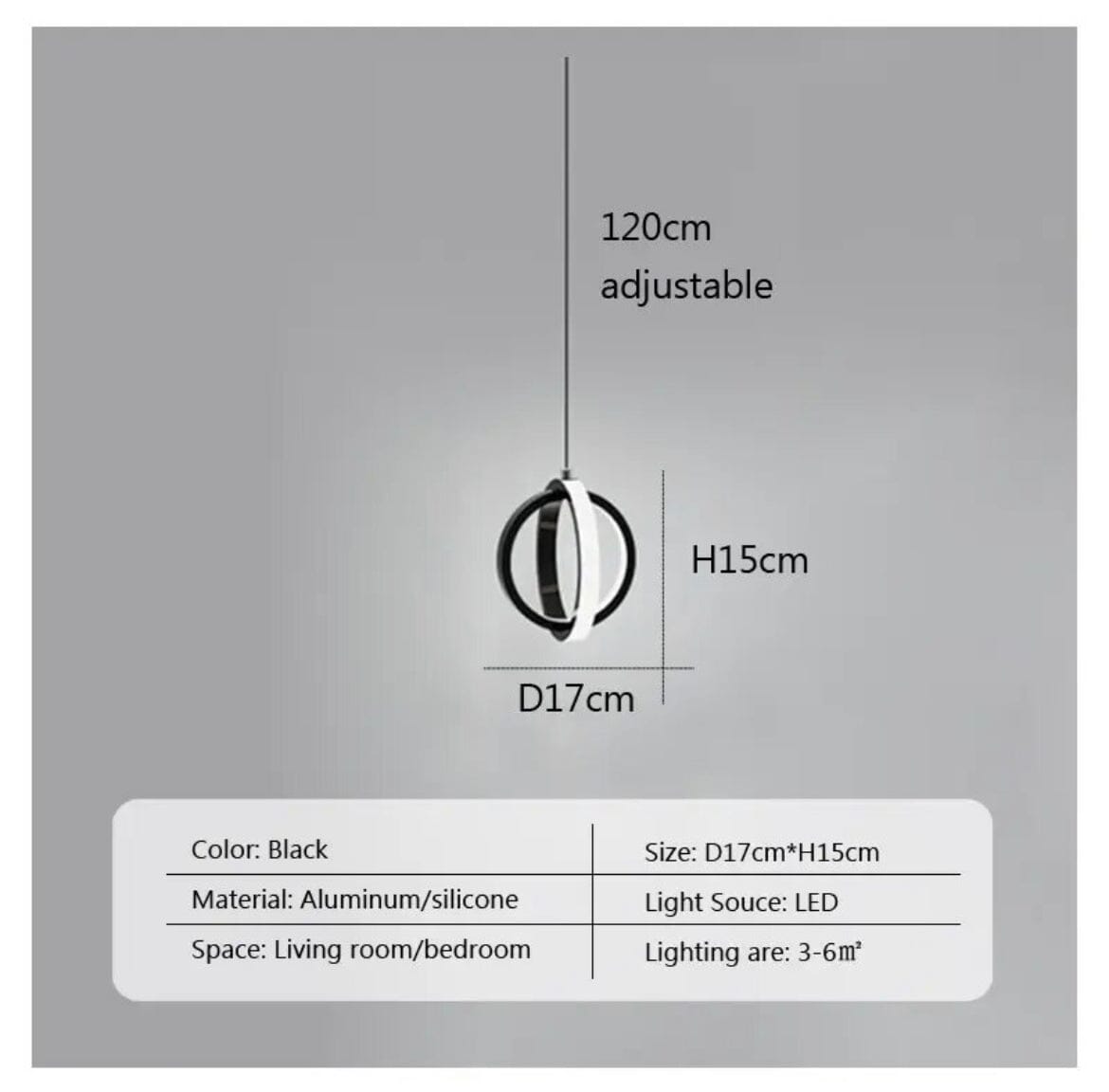 Mini Lampe Suspendue LED Circulaire Noire