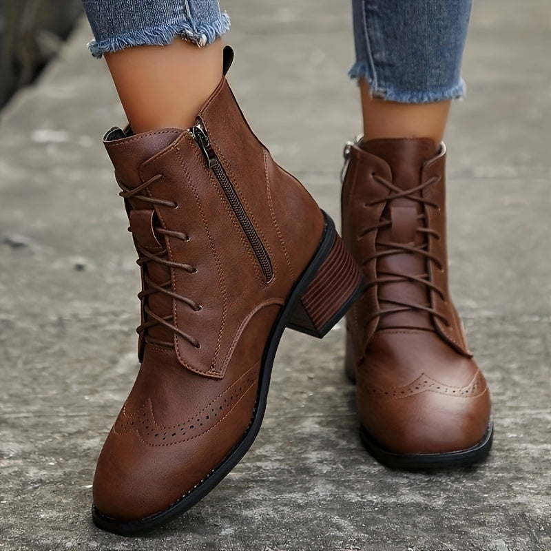 Selena Retro Lace-Up Ankle Boots