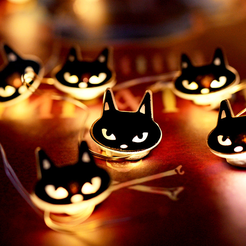 Halloween Decoration LED Black Cat Shape Lighting Chain Decoration