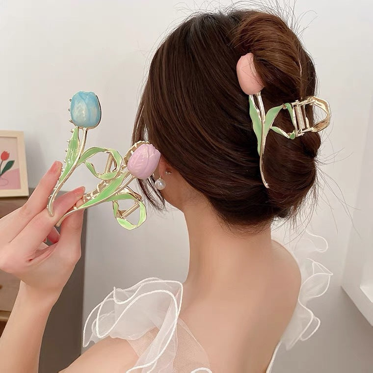 Clips de Cabelo Flor de Tulipa