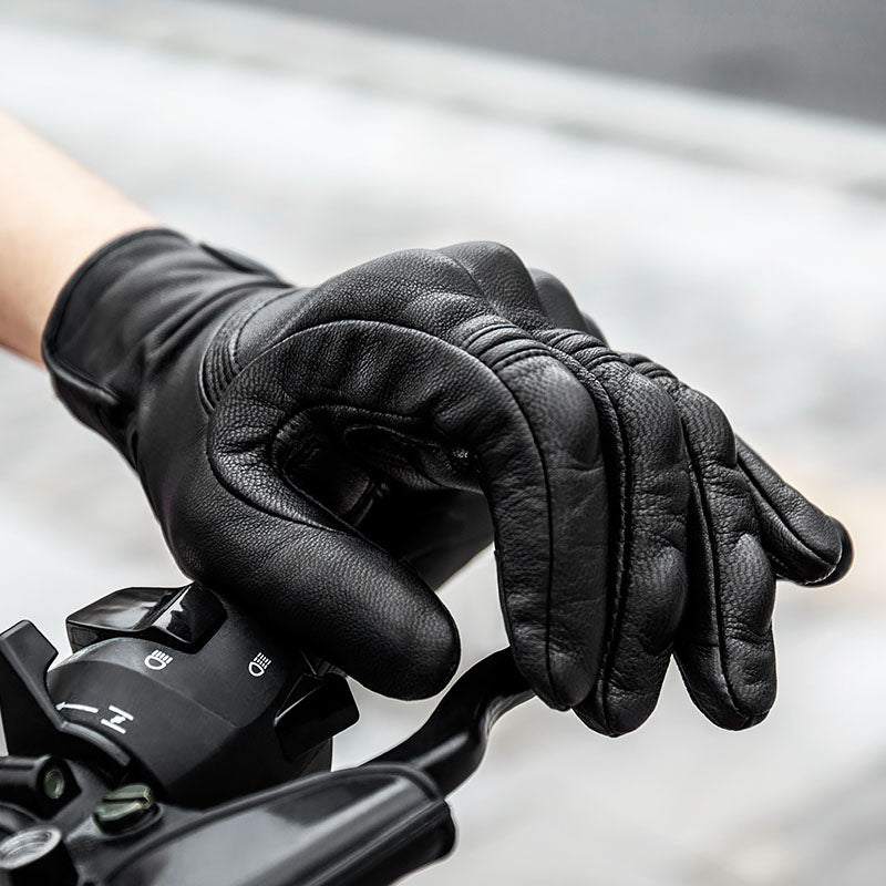 Guantes de cuero para motocicleta con pantalla táctil: cálidos y duraderos