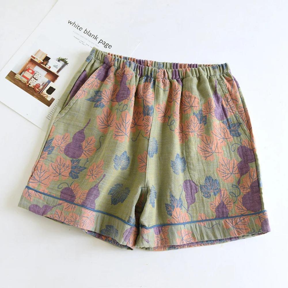 Blumenmuster Elastische Taillenkurzshorts