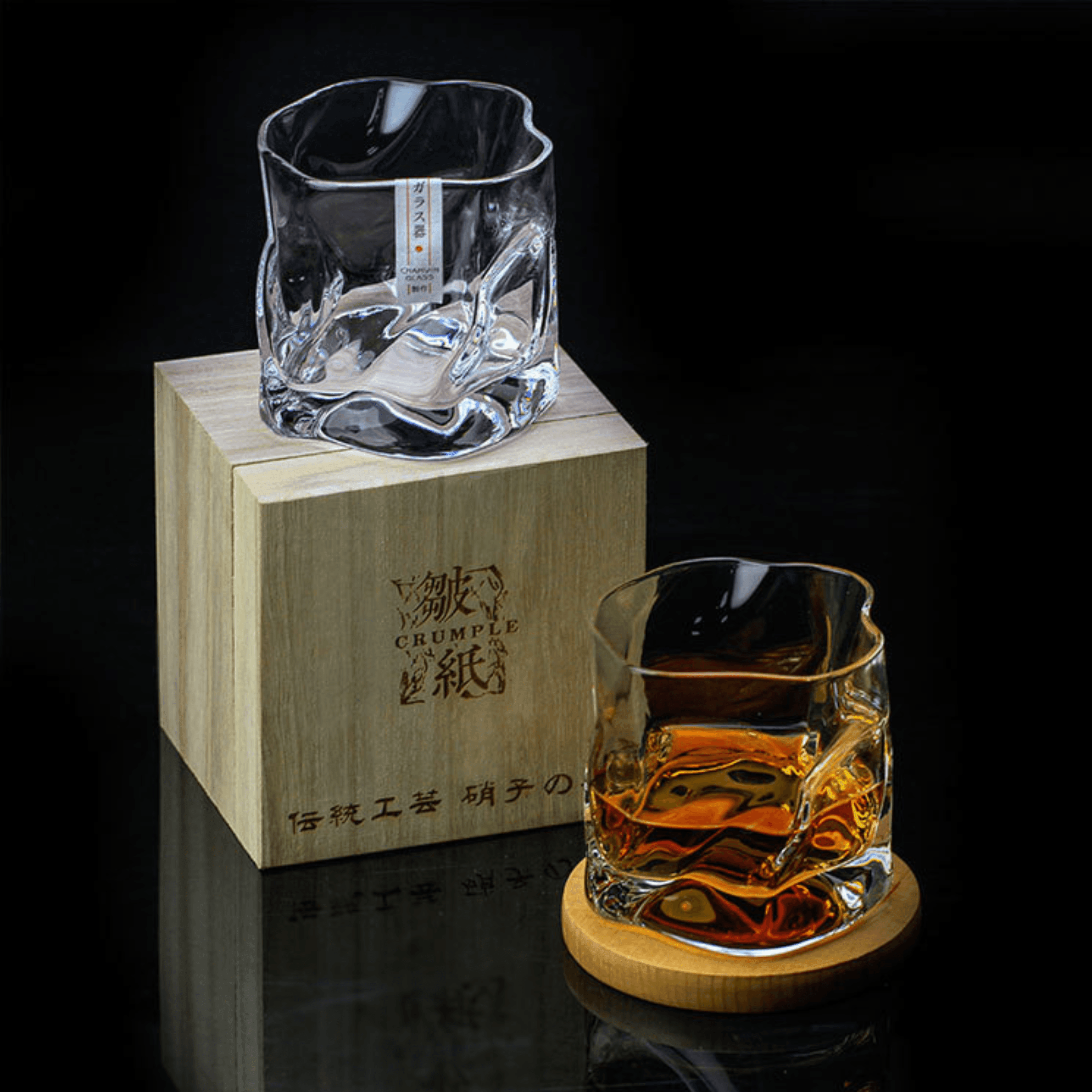 Bicchiere da whisky in vetro crumple Edo Kiriko giapponese