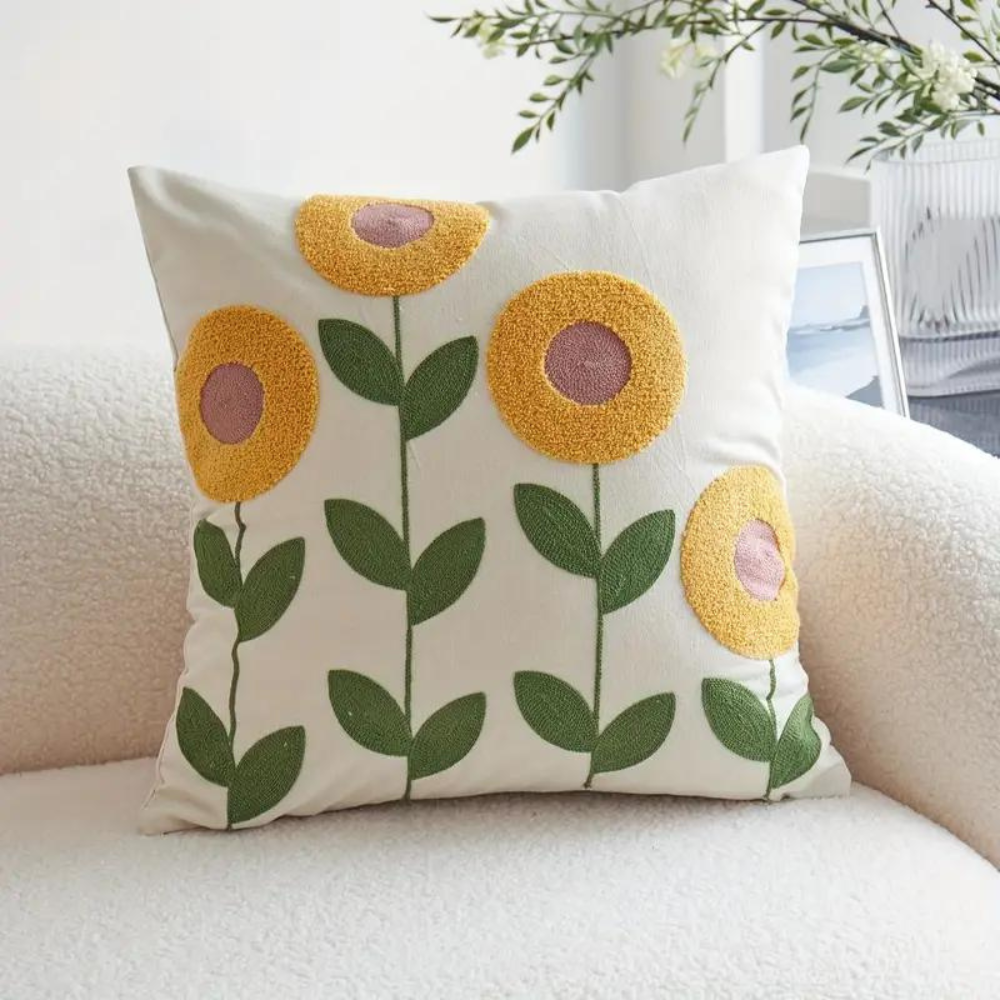 Housse de coussin à motif de plantes élégantes