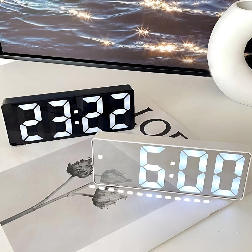 Reloj despertador digital con espejo LED