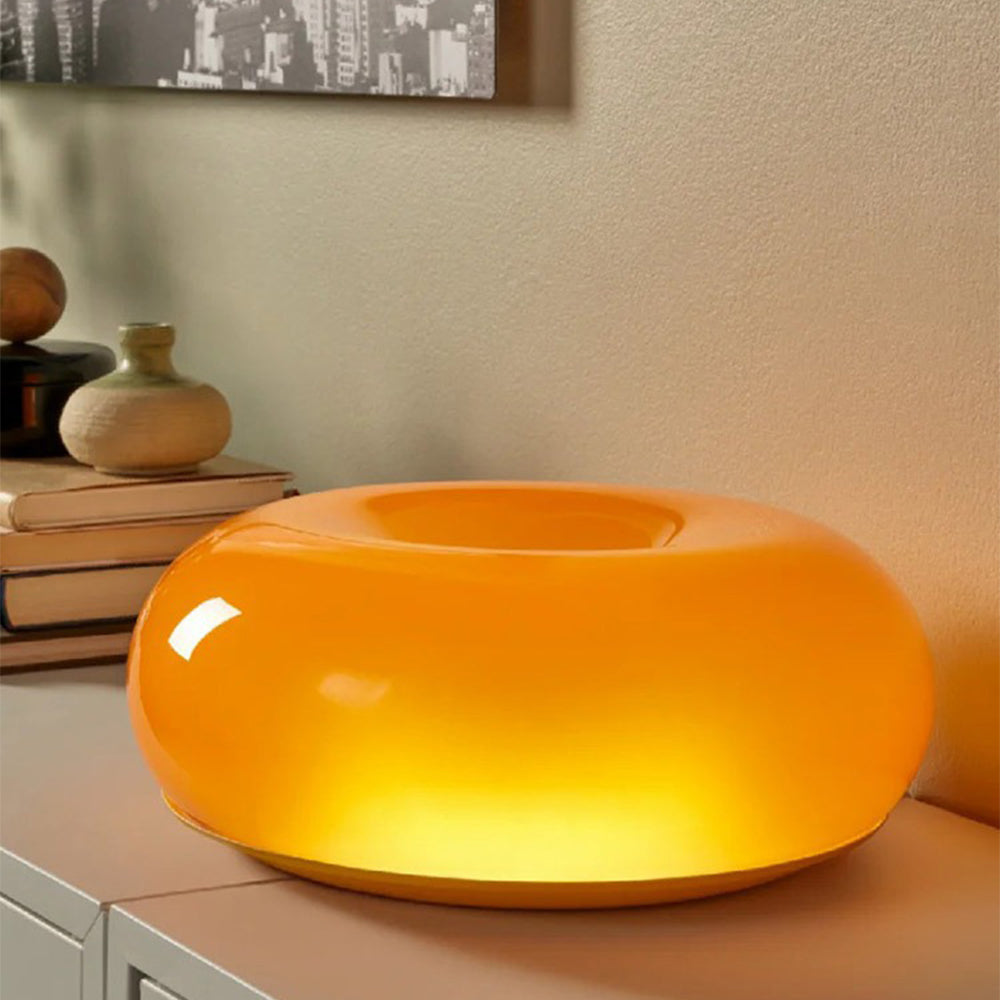 Donutlamp – LED dimbare oranje tafel- en wandlamp, energiezuinig glaslicht voor woonkamer, slaapkamer, slaapzaal