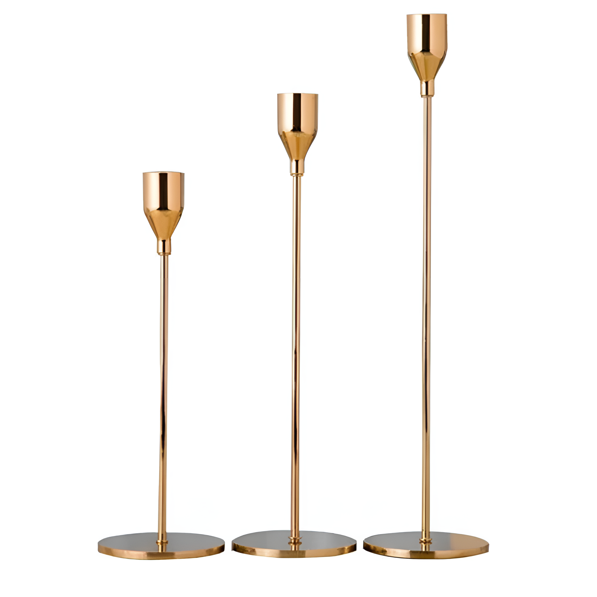 Sleek Metallic Candle Holders | 3 Pcs Set