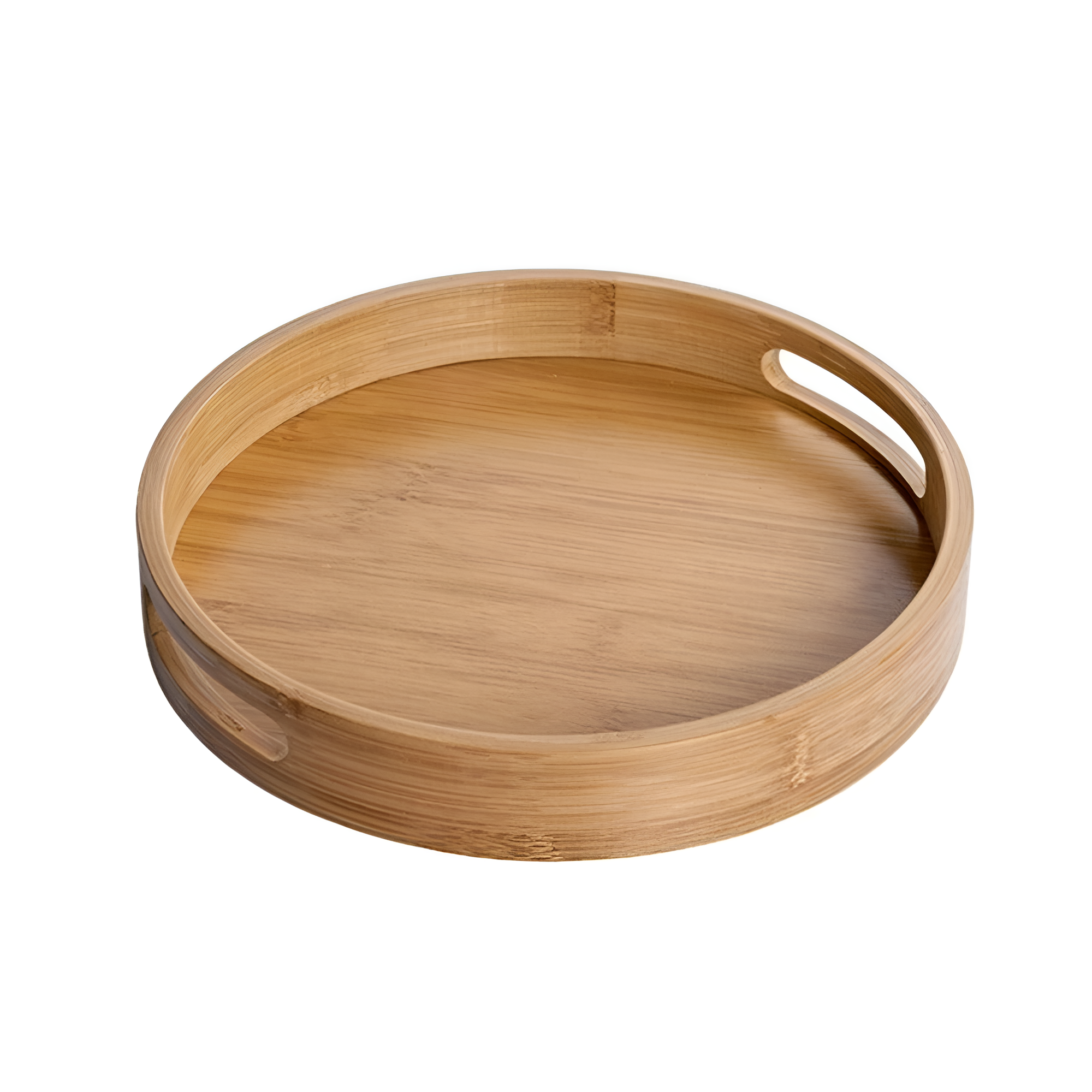 Plateau de service rond en bois de bambou