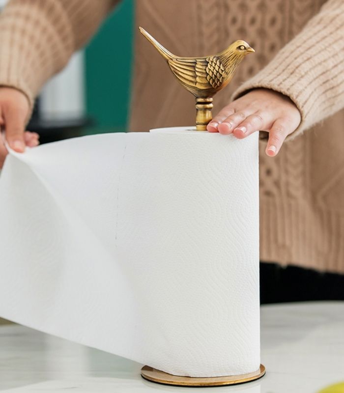 Elegante portasciugamani di carta in ottone massiccio – Affascinante design a forma di uccello