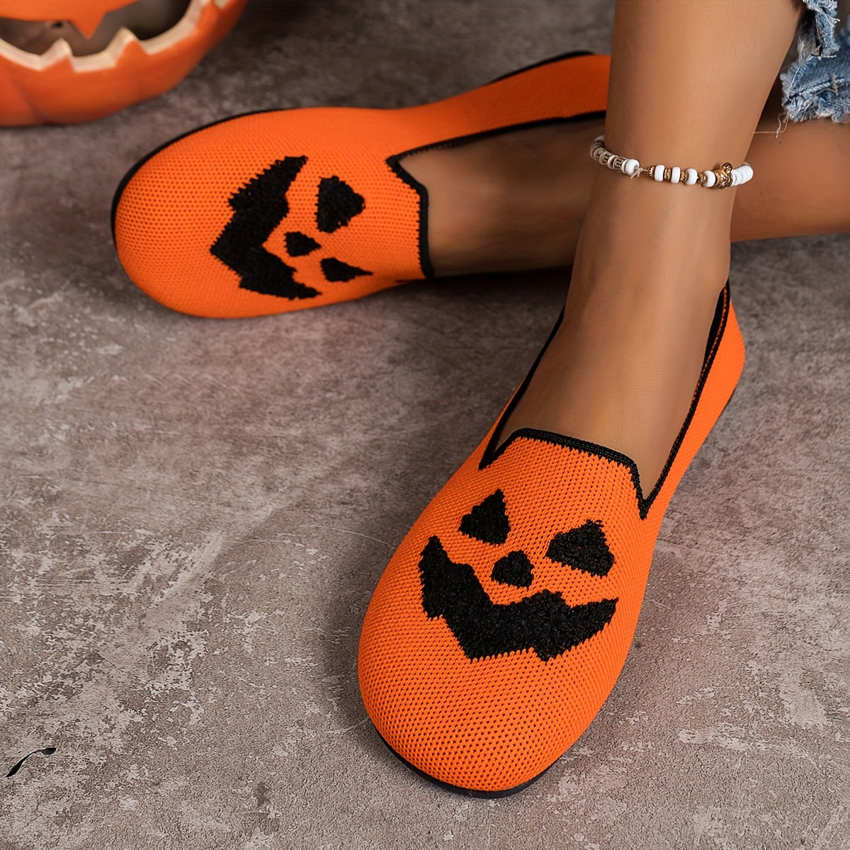 Halloween Pumpkin Print Slippers - Bella