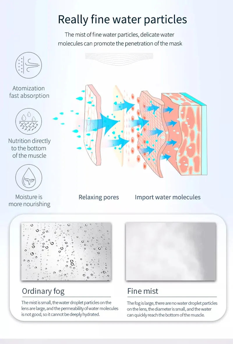 Vaporizador facial con ozono: humidificador de niebla cálida para limpieza profunda, cuidado de la piel y blanqueamiento