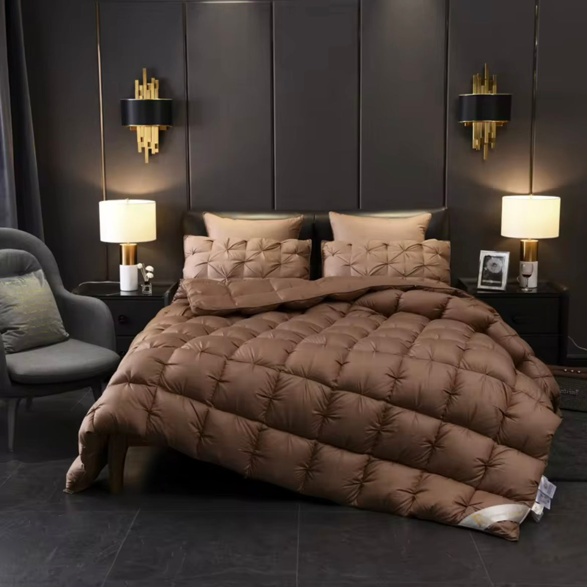 Splendore Brown Goose Down Comforter