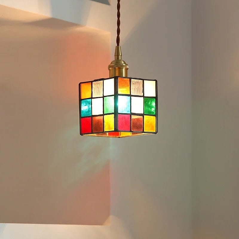 Rubik Cube Glass Pendant