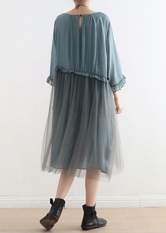 Abiti lunghi in tulle blu Abiti estivi in ​​chiffon patchwork