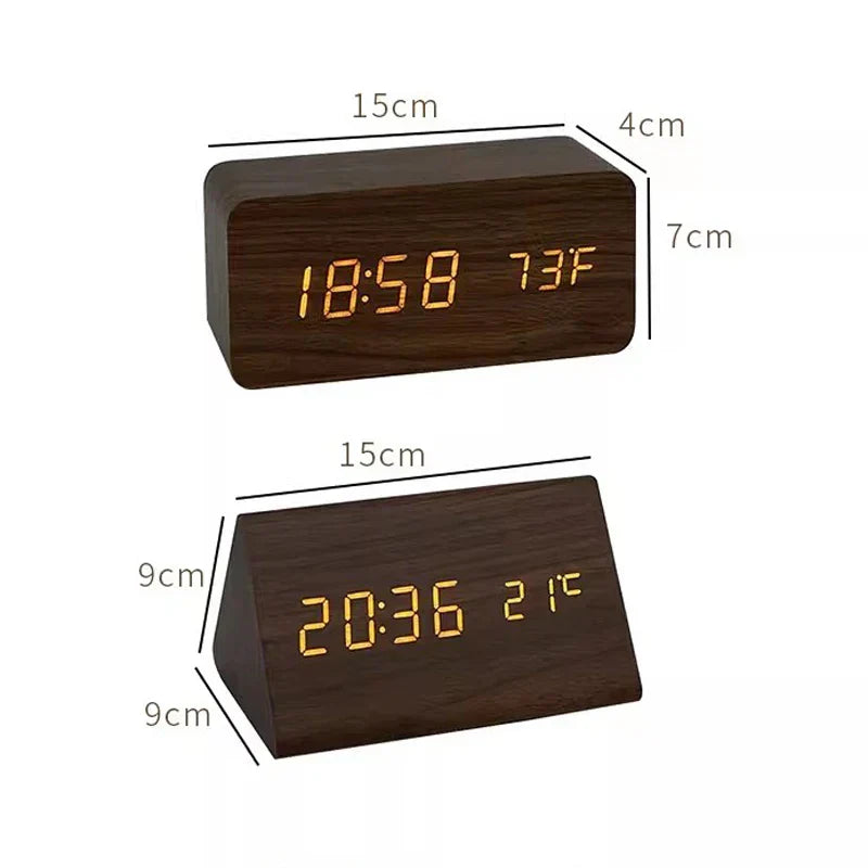 Futura - Digitale Houten Wecker met Thermometer Inclusief