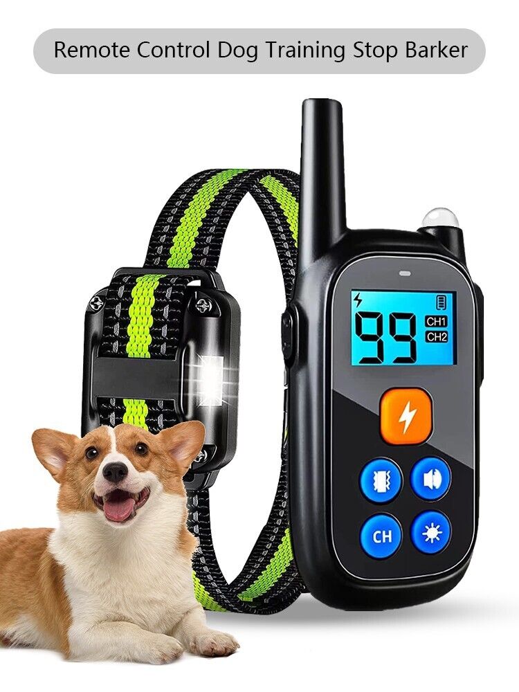 Collare elettronico per addestramento di cani da compagnia anti-abbaiare con shock elettrico, telecomando per obbedienza