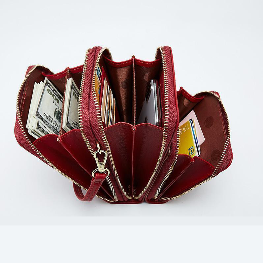 Triple Secure Leather Phone Purse: Elegance Meets Practicality