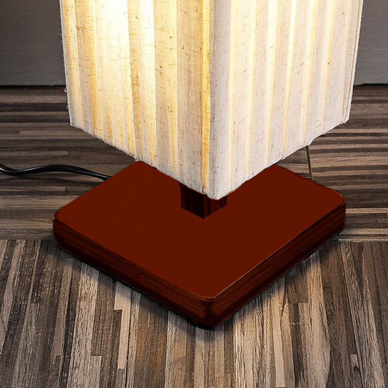 Taavita Traditional Japanese Column Rectangular LED Floor Lamp made of Walnut Fabric for Living Room