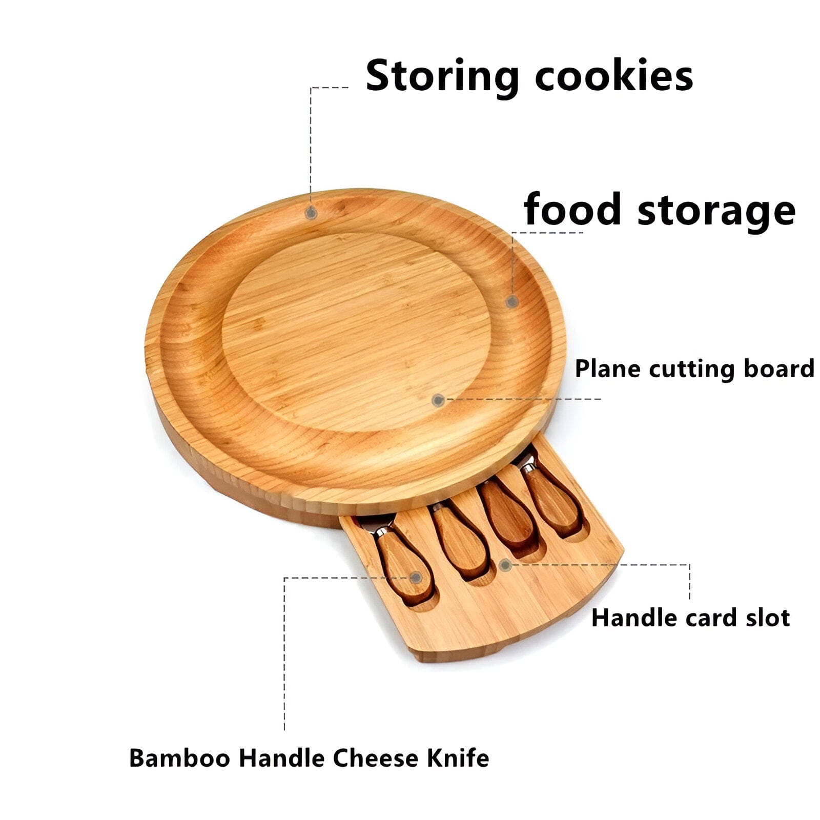 Tabla de quesos portátil de bambú