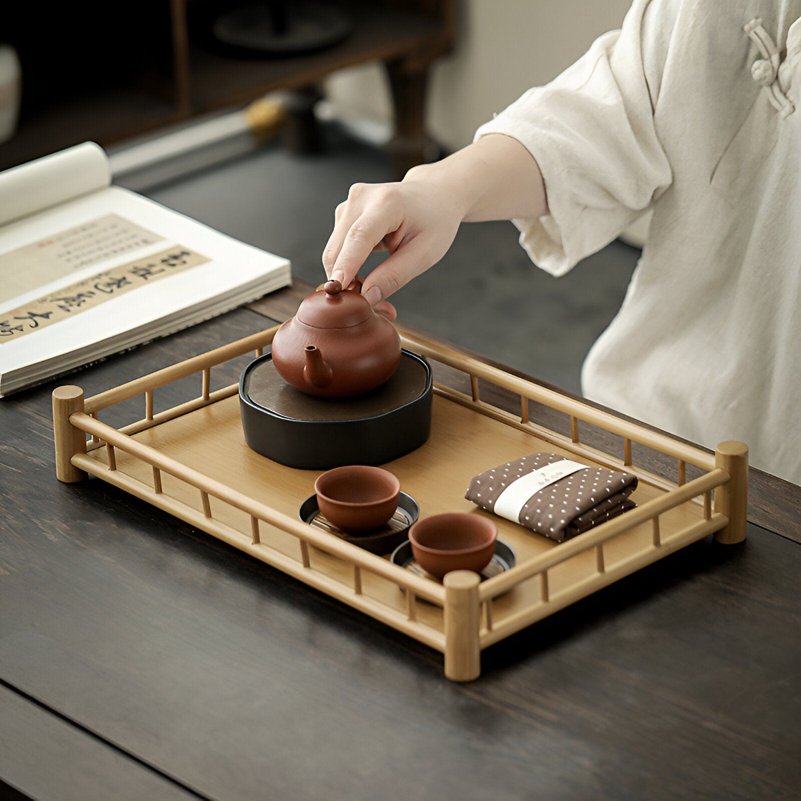 Bamboo Tea Tray Set