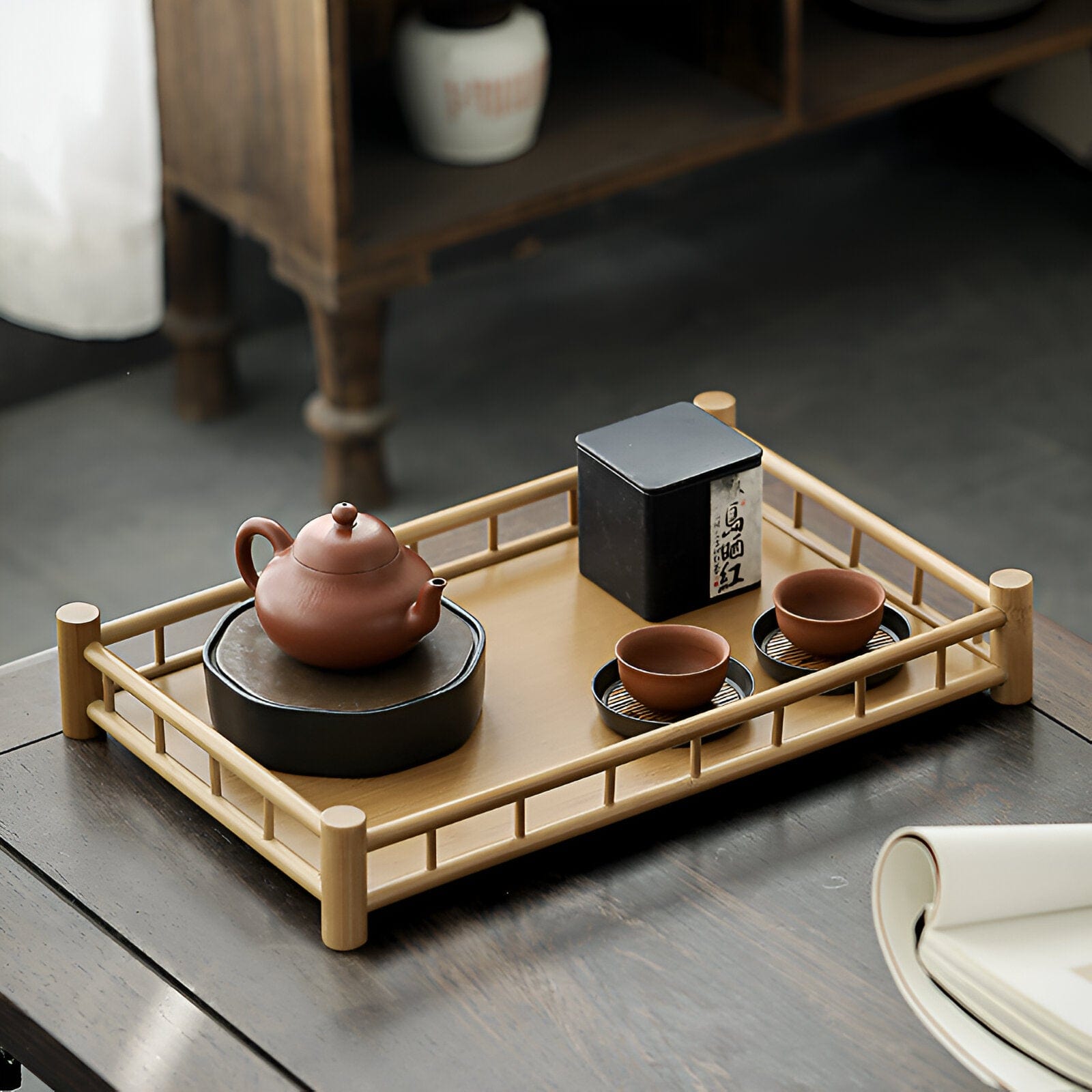 Bamboo Tea Tray Set