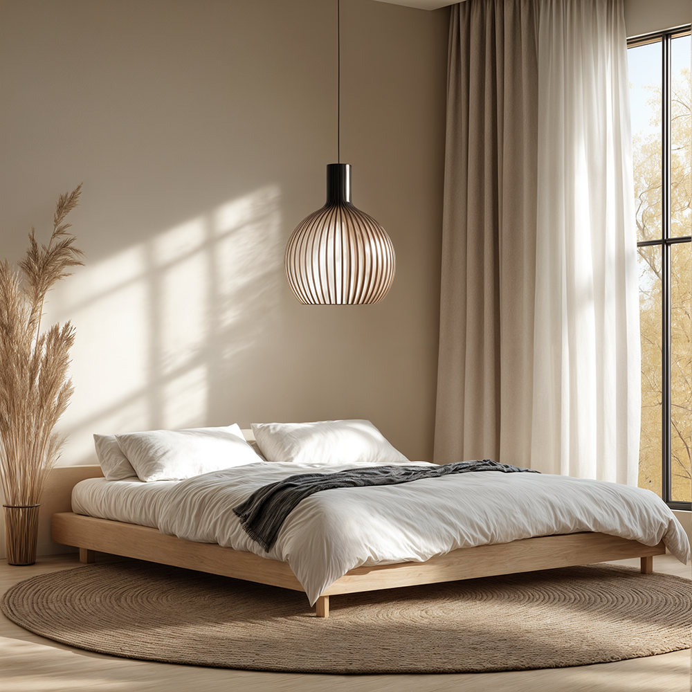 Lustre suspendu en forme de cage en bois de style nordique