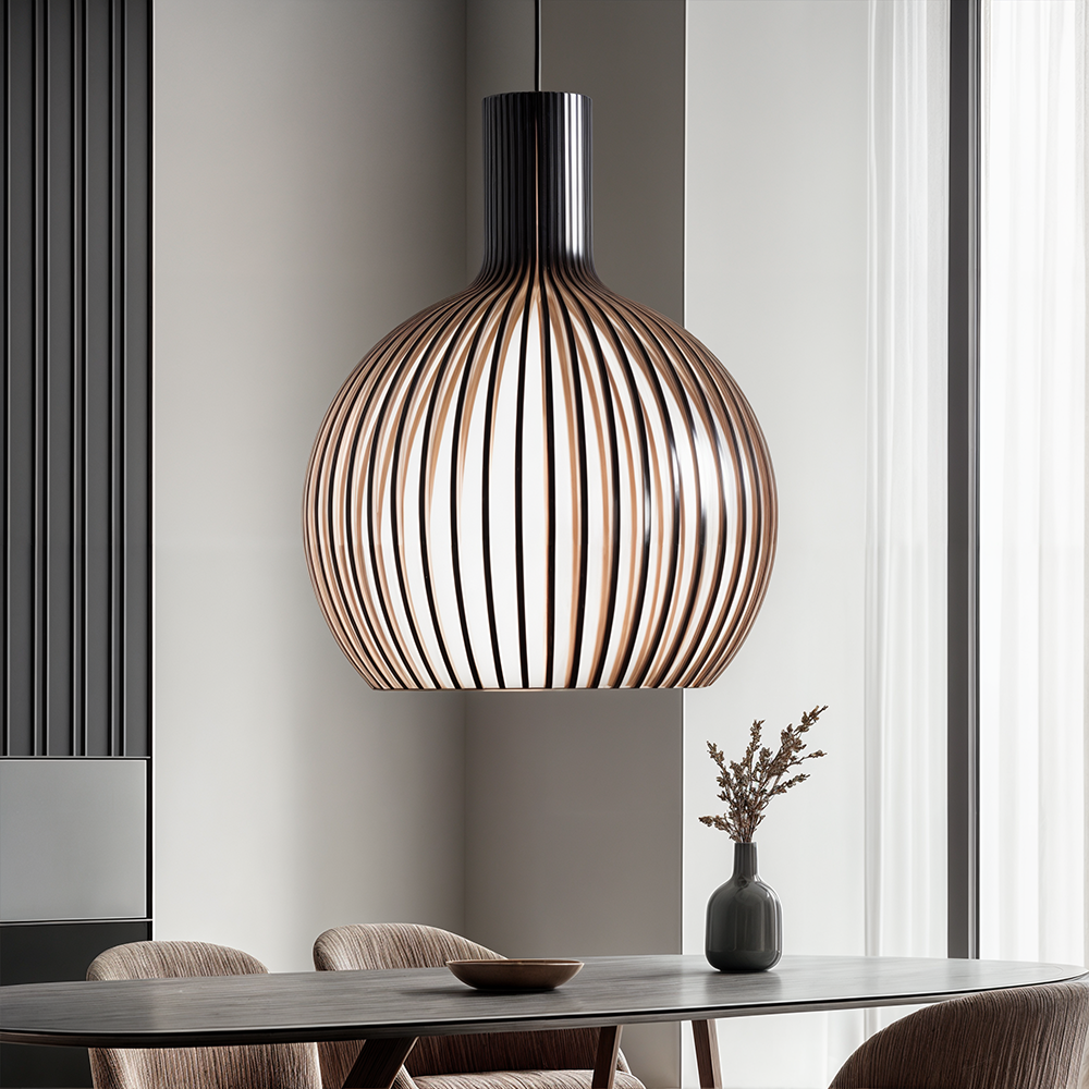 Lustre suspendu en forme de cage en bois de style nordique