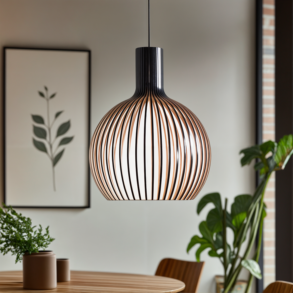 Lustre suspendu en forme de cage en bois de style nordique