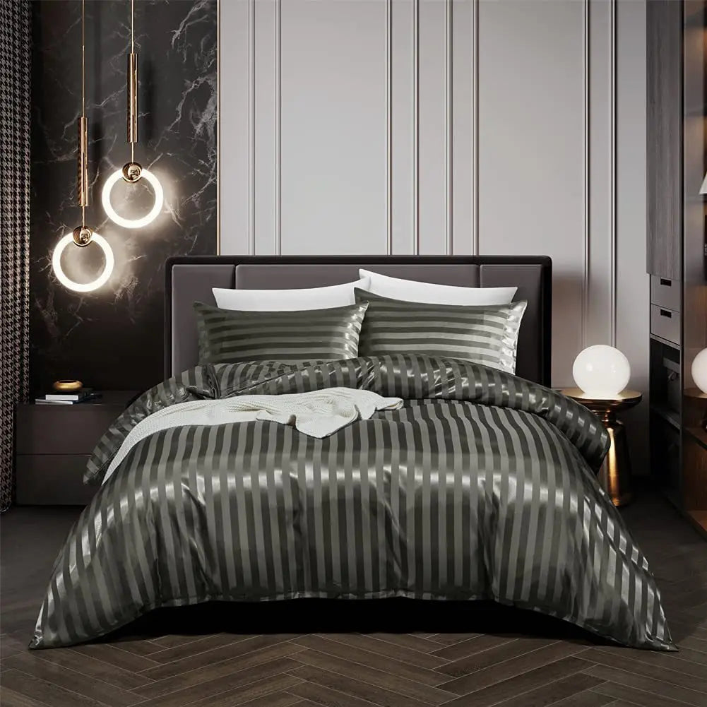 NoirLuxe – Set di biancheria da letto in raso elegante e trasformabile