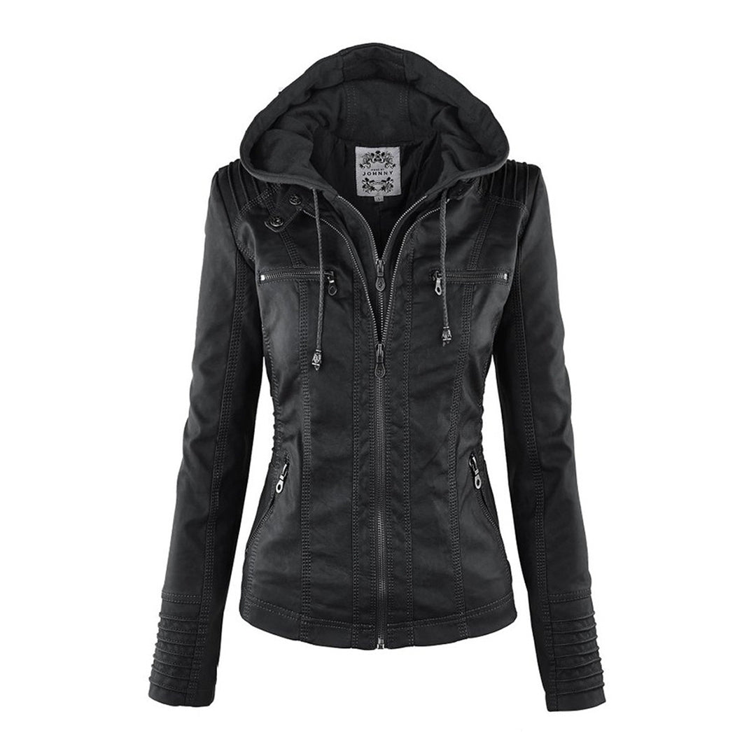 Alesund - Veste en cuir pour femme double doublure avec capuche