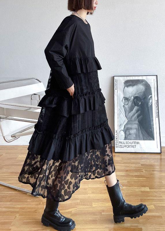 Bohemian Black Ruffles Höst Spetsklänningar