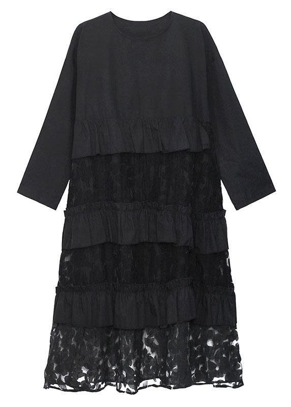 Robes d'automne en dentelle à volants noirs de style bohème