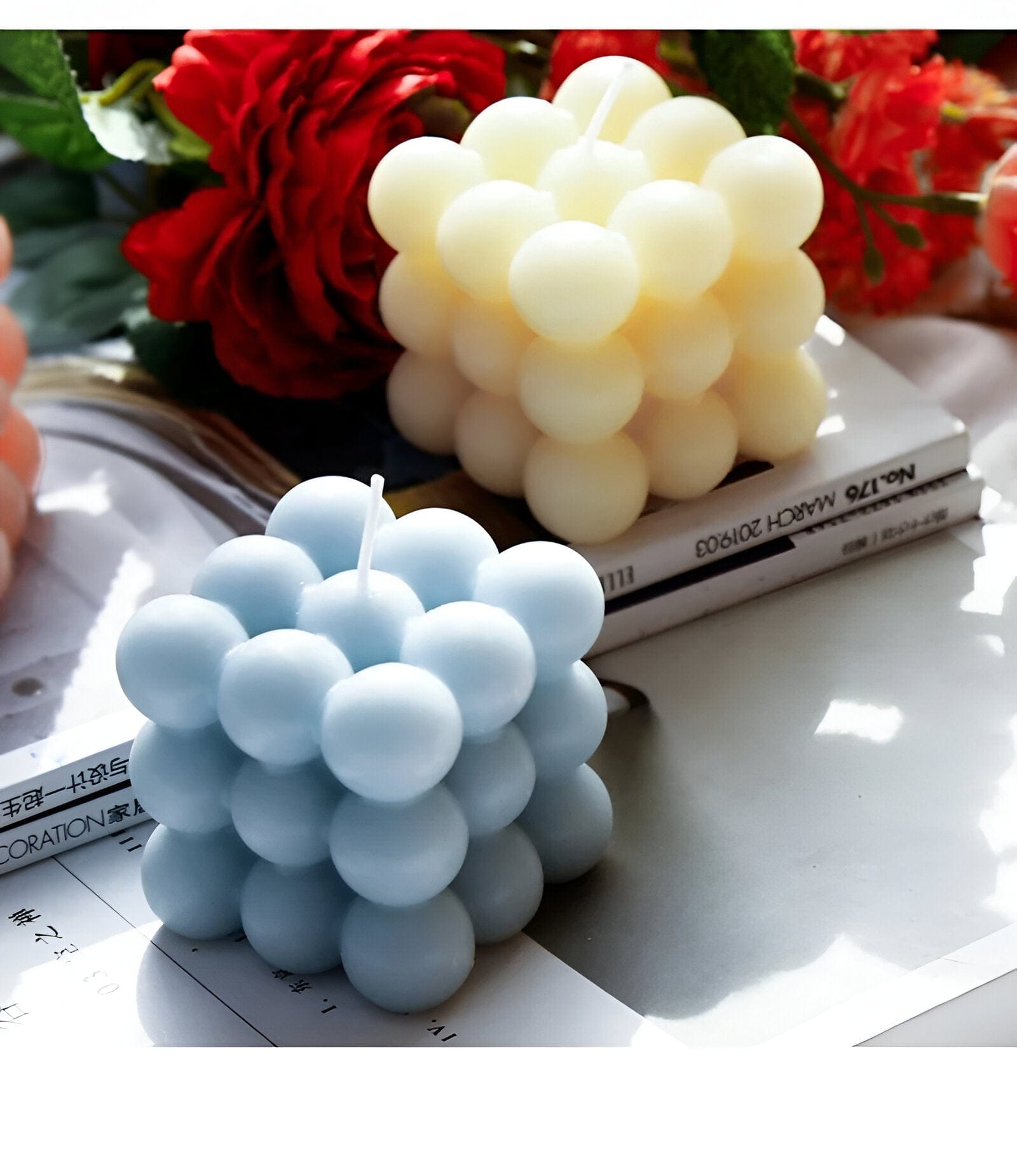 Geometric Bubble Cube Candle