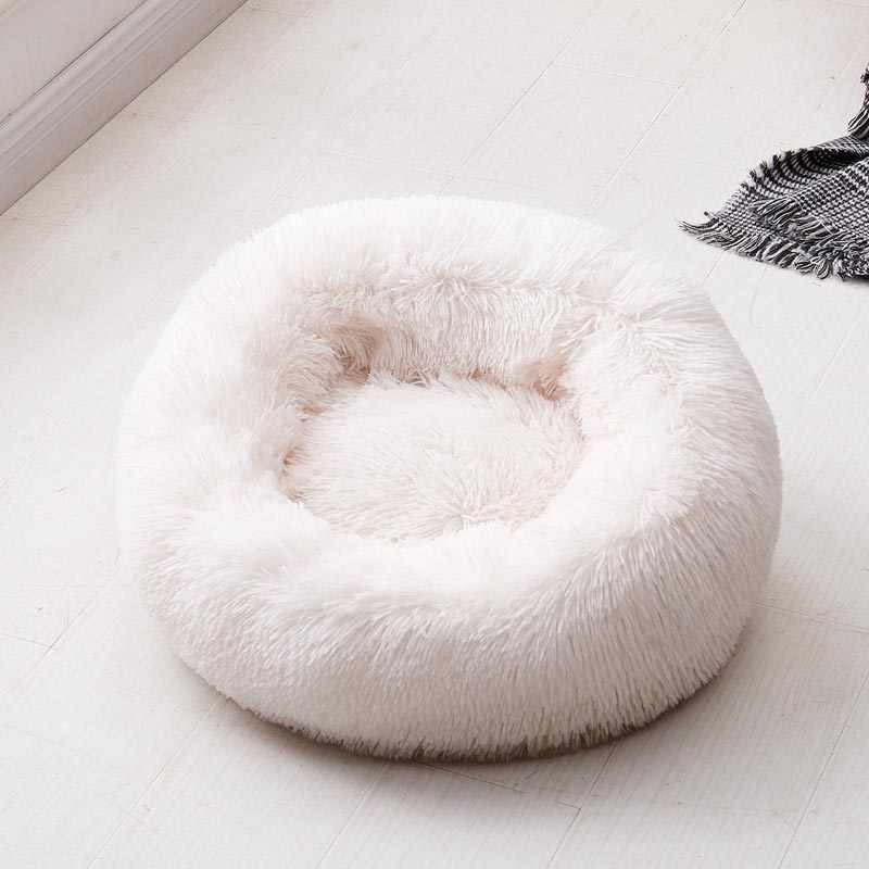 Round Plush Calming Donut Cat Bed Nest