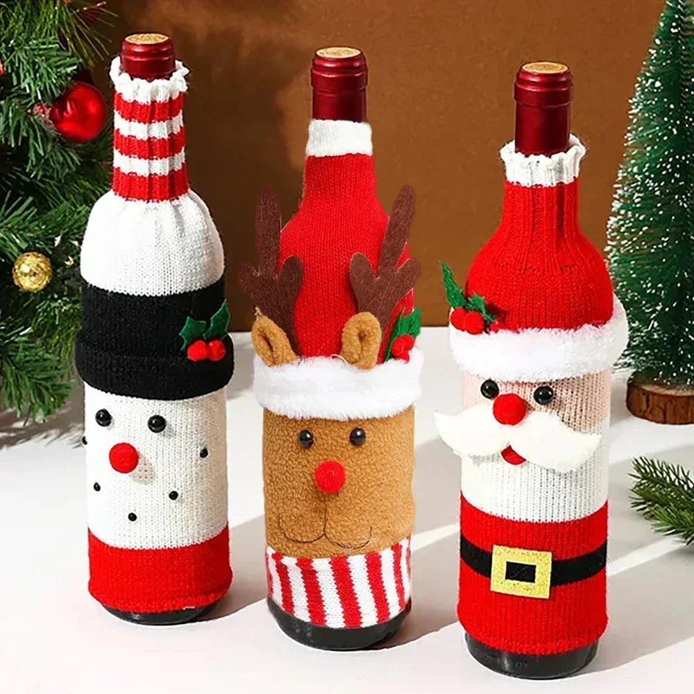 Conjunto de 3 piezas de suéteres navideños con botella