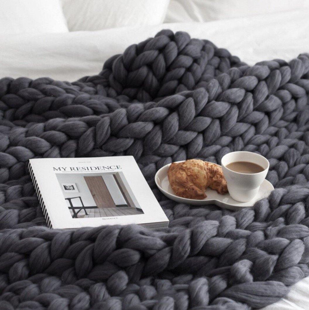 Couverture en tricot épais Hygge