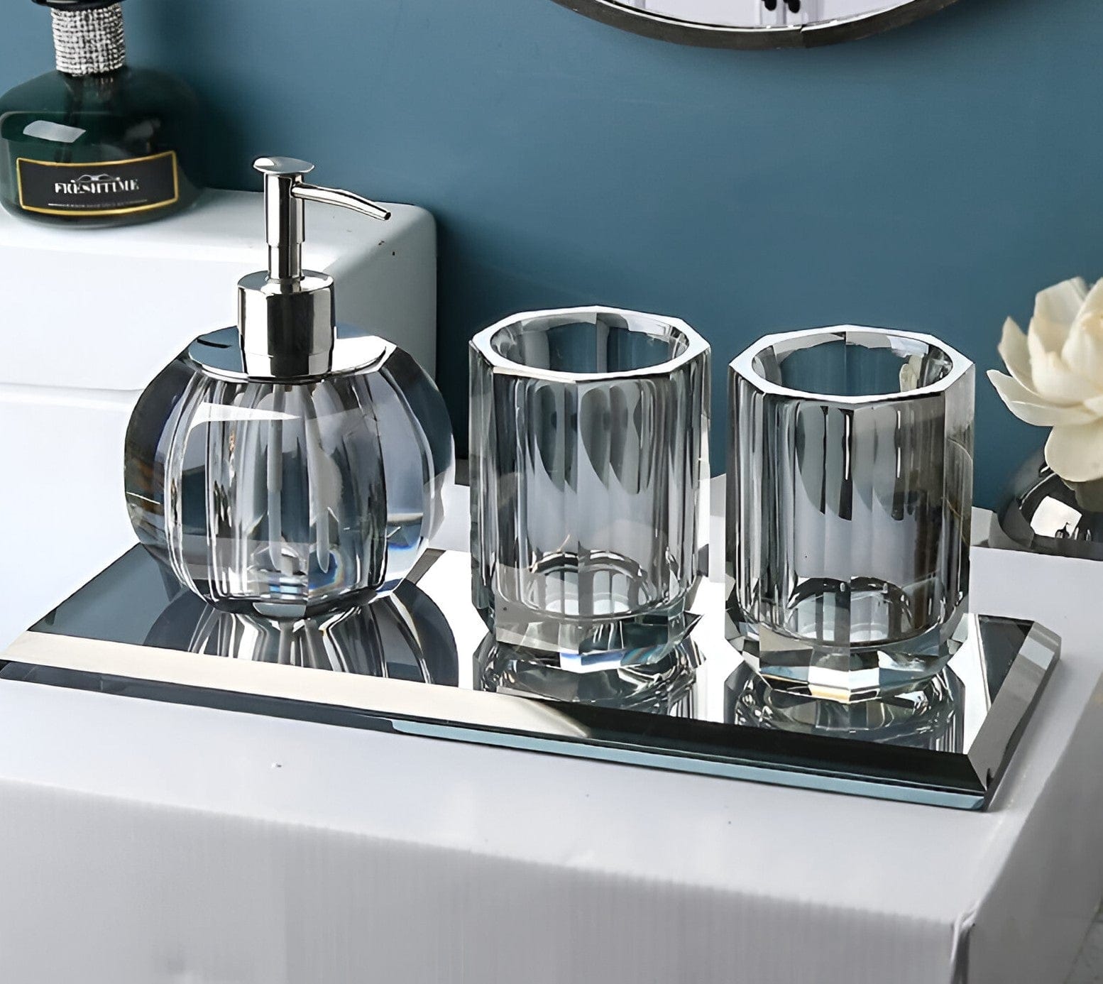 Crystal Glass Bathroom Accessories Set