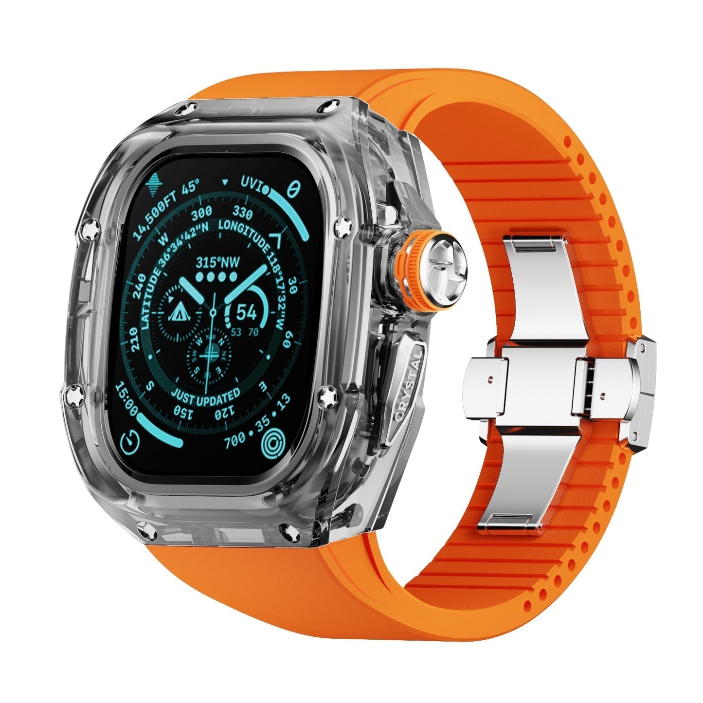 RM Crystaluxe Series - Fluororubber Band Crystal Case Retrofit Kit For Apple Watch