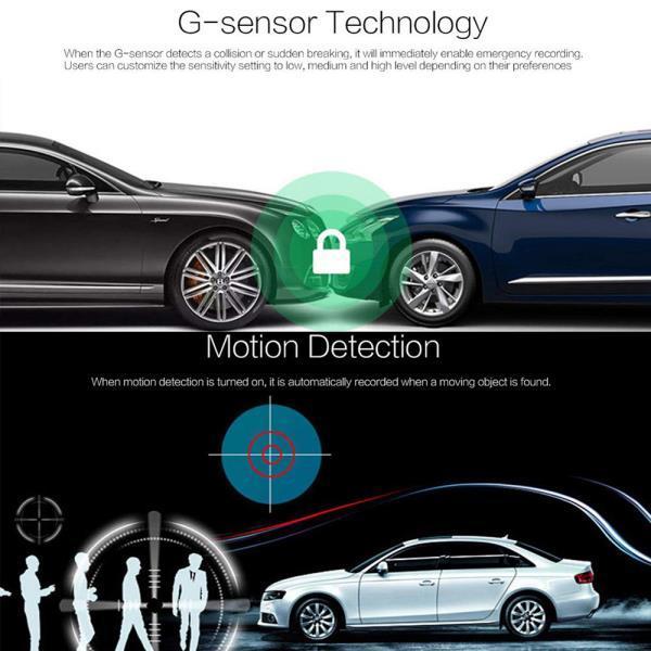 Telecamera per auto con doppia telecamera di sorveglianza anteriore/posteriore