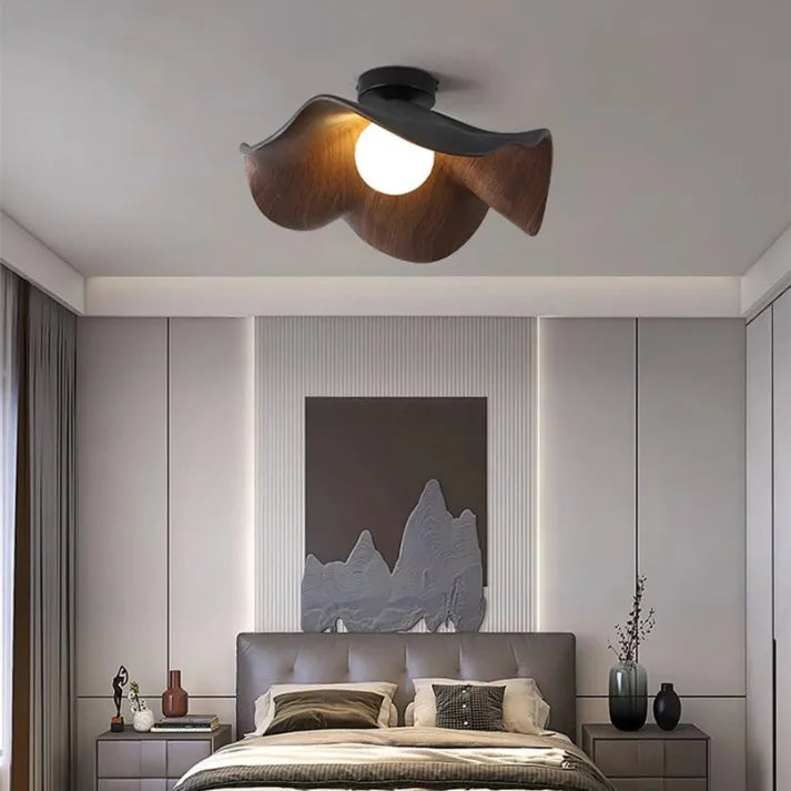 Nordic – Lampe de plafond Lotus en bois et résine