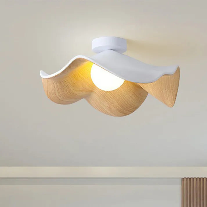 Nordic – Lotus-Deckenlampe aus Holz und Kunstharz