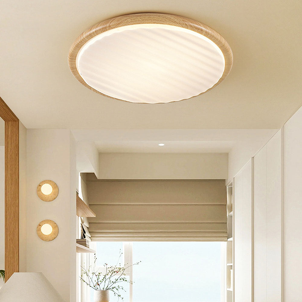 Round Wooden LED Bedroom Ceiling Light lamp