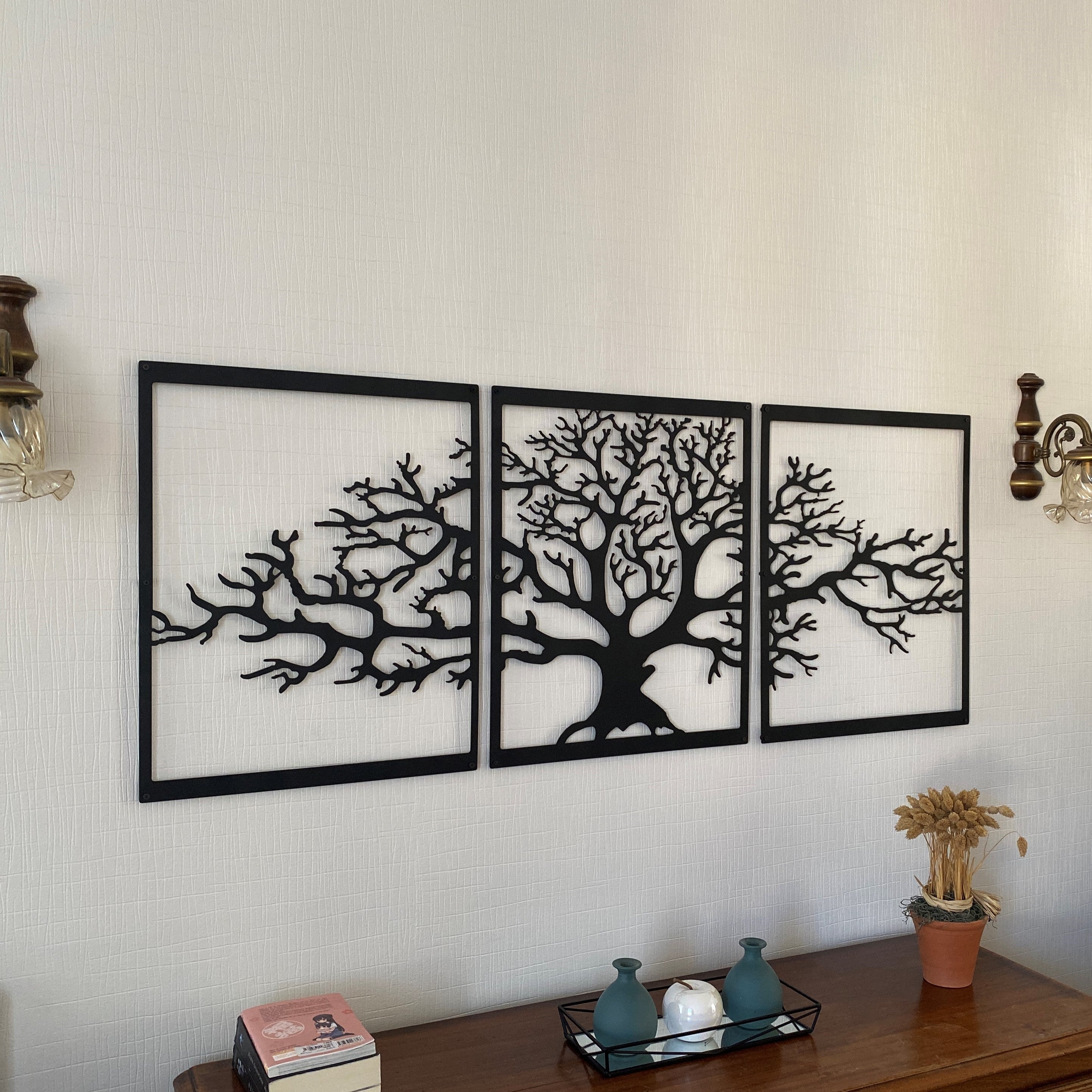 Decoração de Parede Árvore da Vida - Arte Metálica Elegante Cortada a Laser para Casa e Escritório