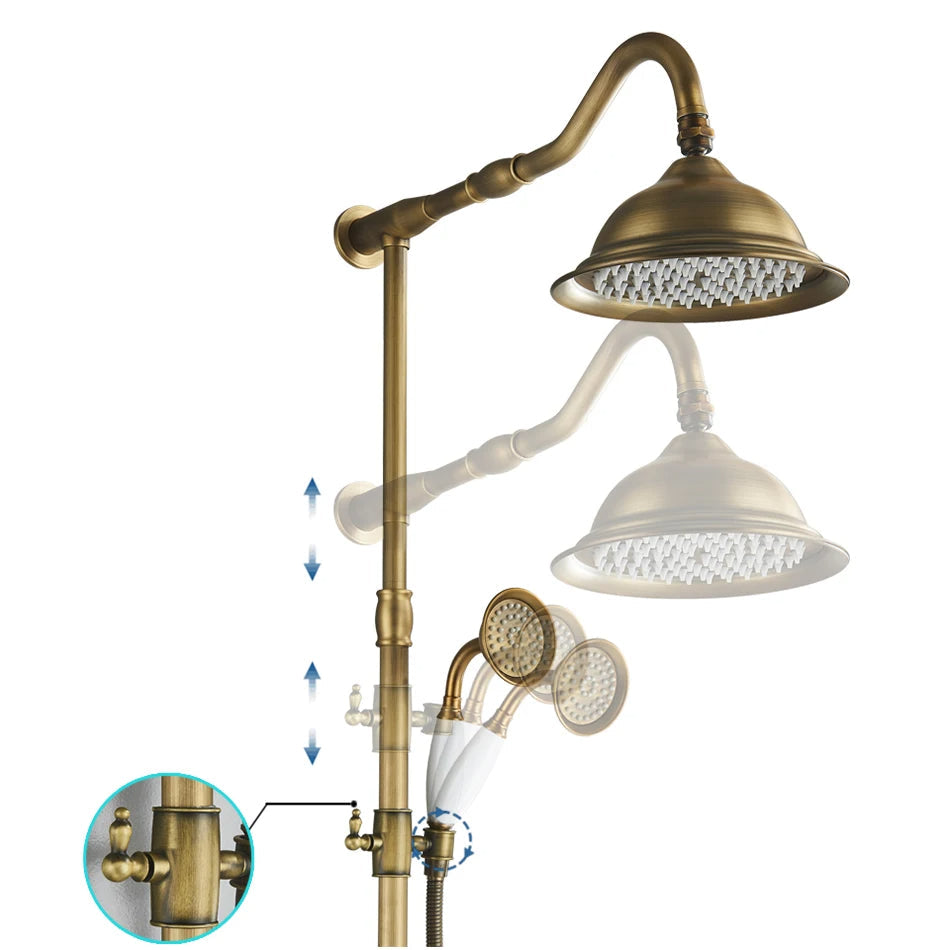 Classic Antique Brass in-wall Bathroom Outdoor Shower System