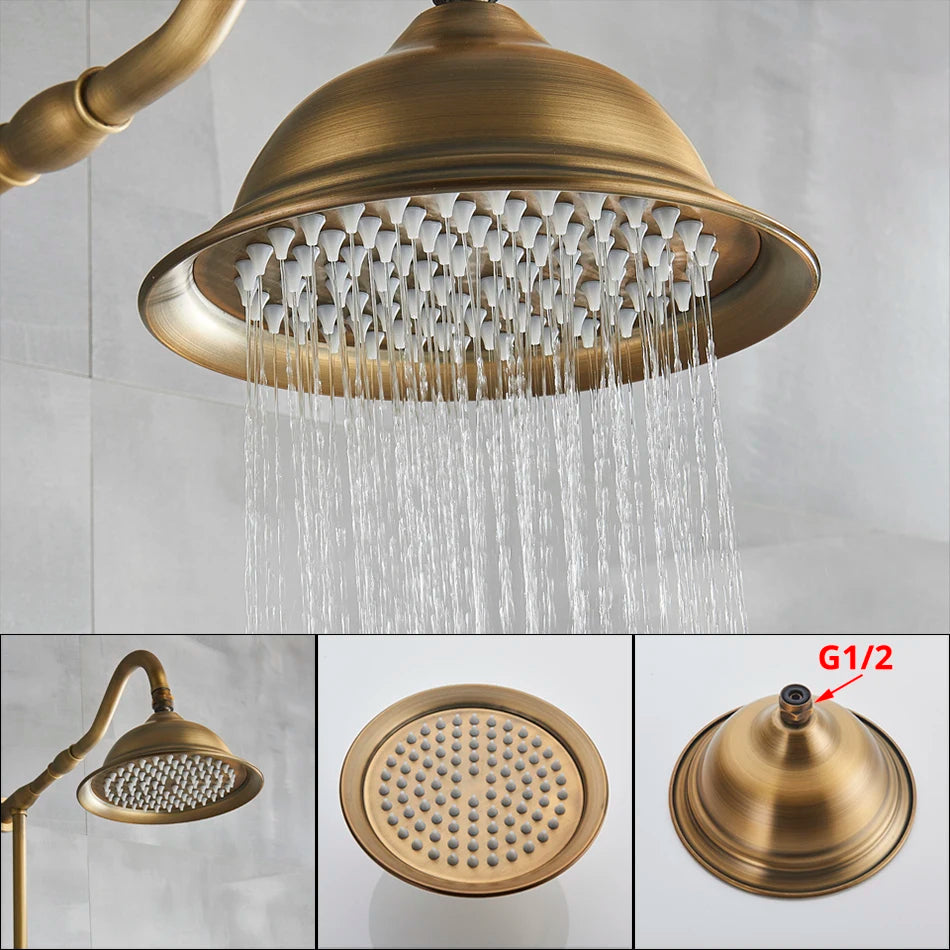 Classic Antique Brass in-wall Bathroom Outdoor Shower System