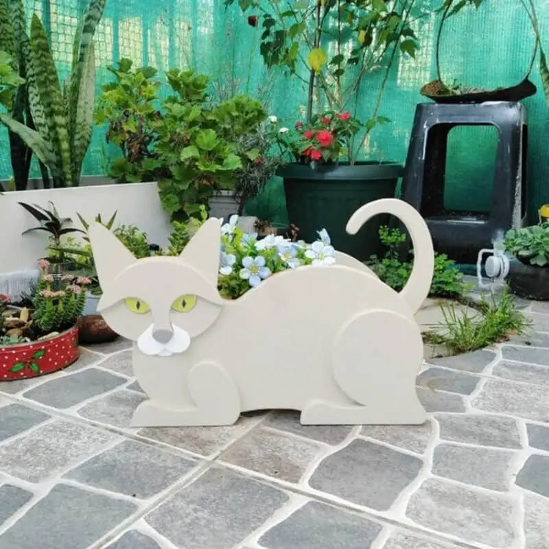 Katteformet plantekasse - KittyPot - Havestatue Kat - Havedekoration