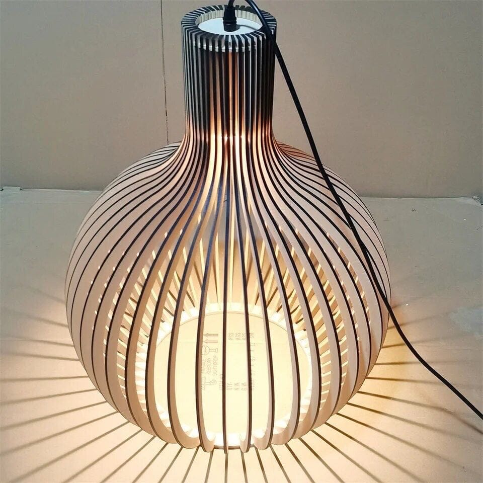 Lustre suspendu en forme de cage en bois de style nordique