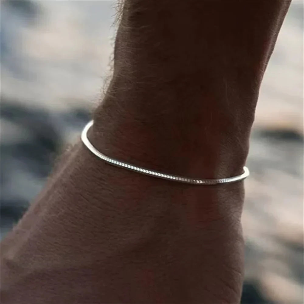 Stylish Stainless Steel Square Snake Chain Bracelet